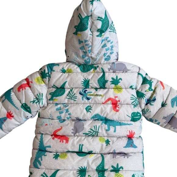 ROKKA & ROLLA Dinosaur Print Lined Winter Puffer Coat Size 6-9 Months - Picture 7 of 10